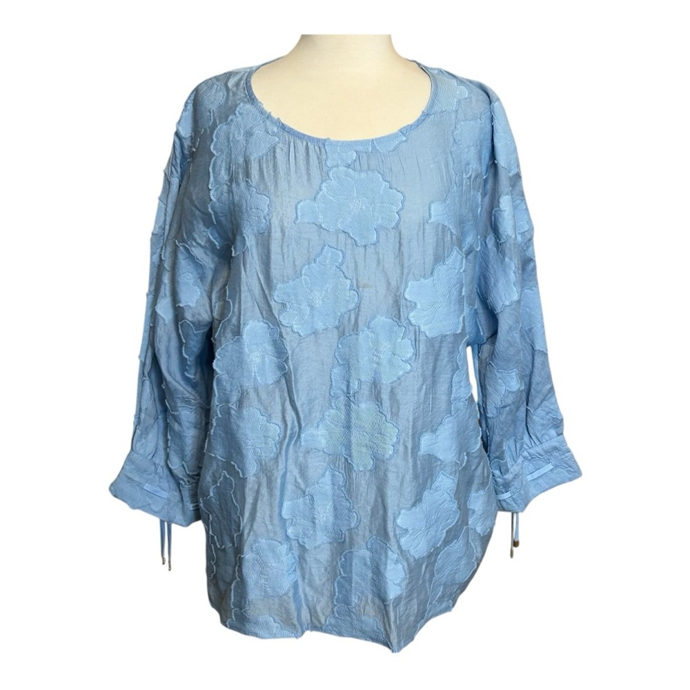 Karl Lagerfeld Paris Women’s Burnout Lace Blouse Soft Long Sleeve Tops Size M/XL - Picture 3 of 7